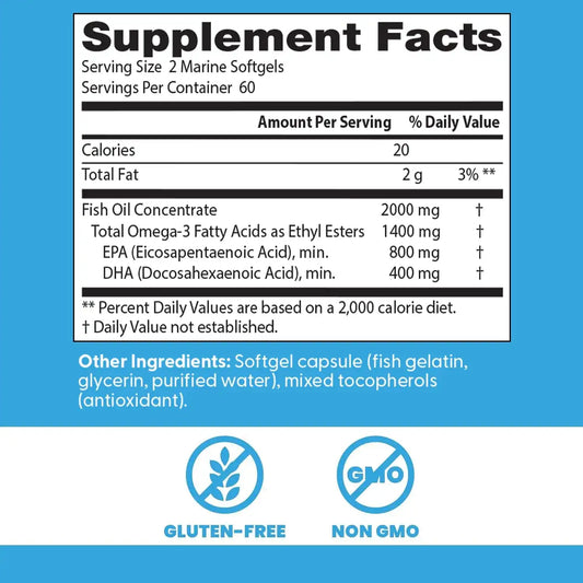 Doctor's Best Omega 3 Fish Oil Supplement, Gluten Free, 120 Marine Softgels