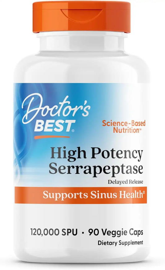 Doctor's BEST Serrapeptase Supplement for Men & Women, 90 Veg Caps