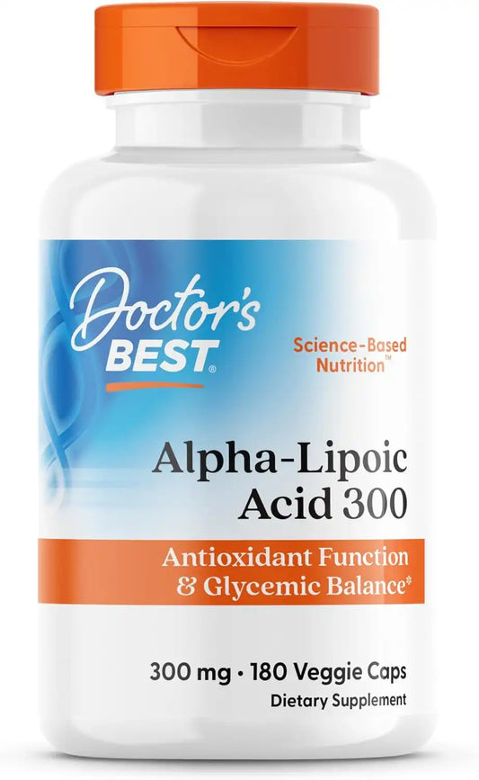 Doctor's BEST Alpha Lipoic Acid Supplement 300mg, Non GMO, 180 Veg Capsules