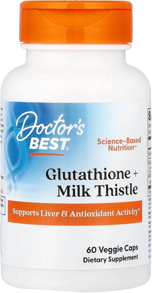 Doctor's BEST Glutathione + Milk Thistle Supplement, Non-GMO, 60 Veg Caps