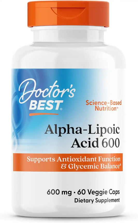 Doctor's Best Alpha Lipoic Acid Supplement 600mg, Non GMO, 60 Veg Capsules