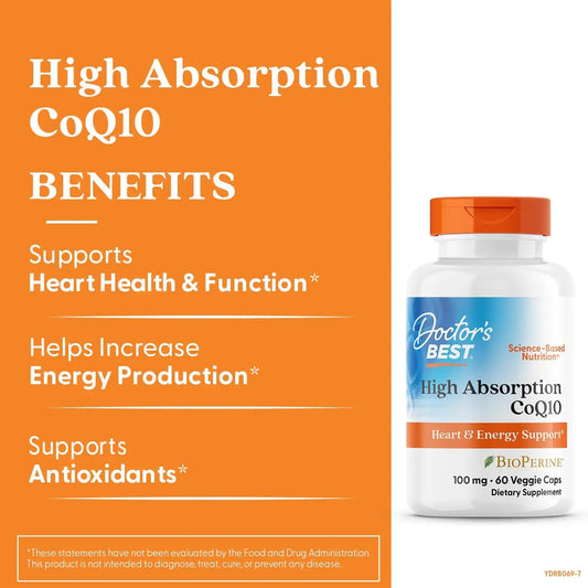 Doctor's BEST High Absorption CoQ10 with BioPerine, 60 Veg Capsules