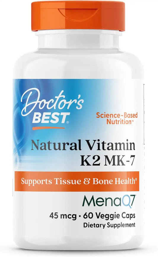 Doctor's BEST Natural Vitamin K2 MK7 Supplement, Non GMO, 60 Veg Caps