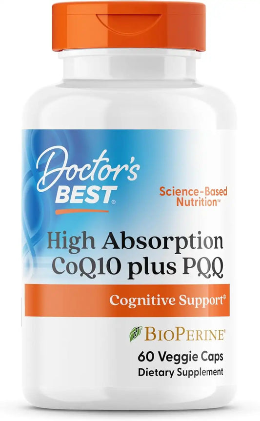 Doctor's Best High Absorption CoQ10 with PQQ Supplement, 60 Veg Capsules