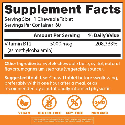 Doctor's Best Vitamin B12 Methylcobalamin, Mixed Berries Flavor, 60 Tablets