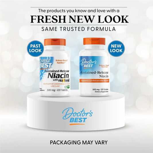 Doctor's Best Niacin 500 mg Extended Release Supplement, Vegan, 120 Tablets