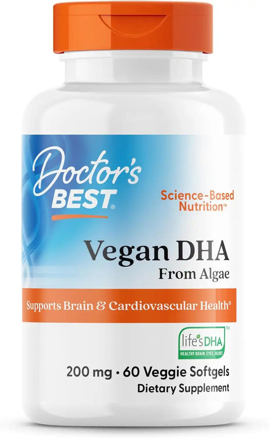 Doctors Best Vegan DHA from Algae, Non-GMO, 60 Veggie Softgels