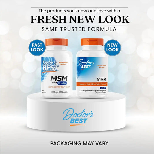 Doctor's Best MSM Supplement Capsules, for Men & Women, Skin, 180 Caps