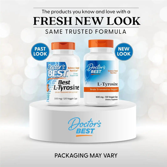 Doctor's BEST L Tyrosine Supplement, for Men & Women, 120 Veg Caps