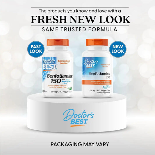 Doctor's Best Benfotiamine 150mg Supplement, Non GMO, 360 Veggie Caps