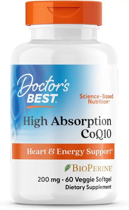 Doctor's Best High Absorption CoQ10 200mg with BioPerine, 60 Veg Softgels