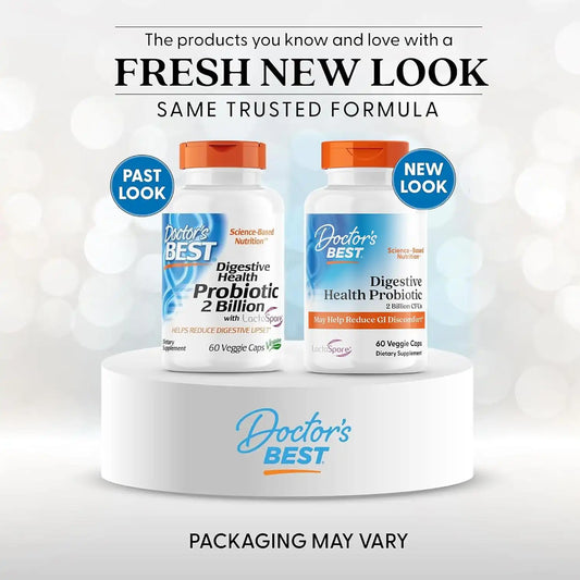 Doctor's BEST Digestive Health Probiotic, for Men & Women, 60 Veg Caps
